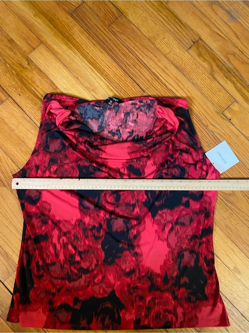 Ellen Tracy Red and Black Abstract Print Sleeveless Blouse XL